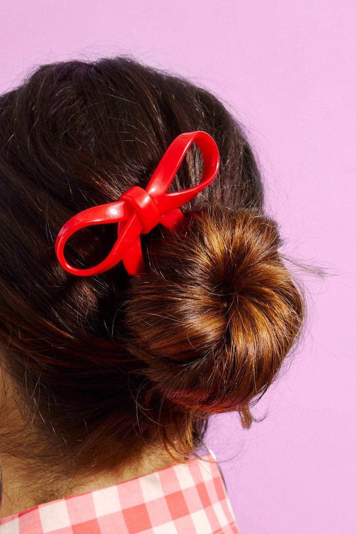 Styled Small Cherry Bow Hairpin by Chunks at Abacus Row Jewelry