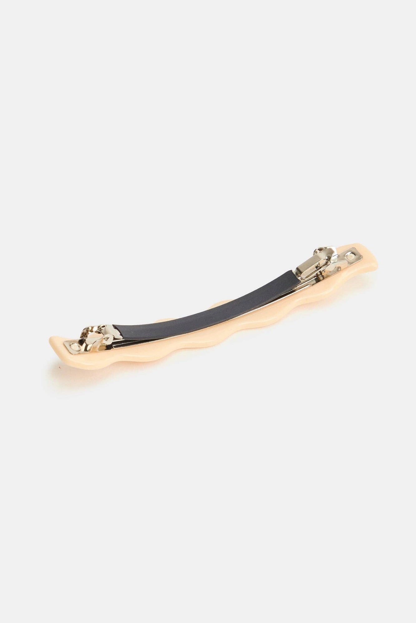 Back of the Cream White Skinny Wave Barrette by Chunks at Abacus Row Jewelry