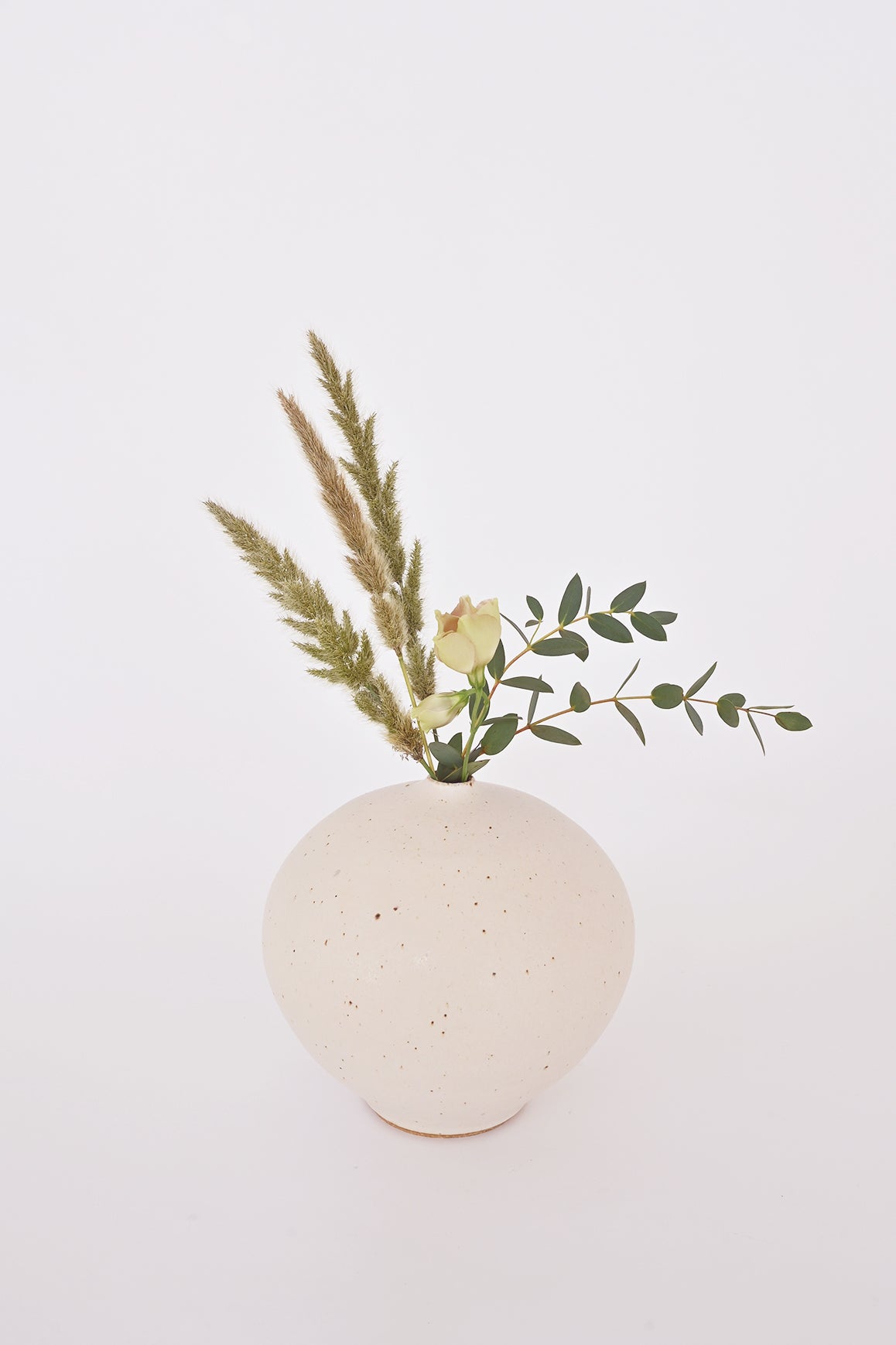Green Vessel No. 8 in warm white and flowers by Dana Chieco at Abacus Row Handmade Jewelry