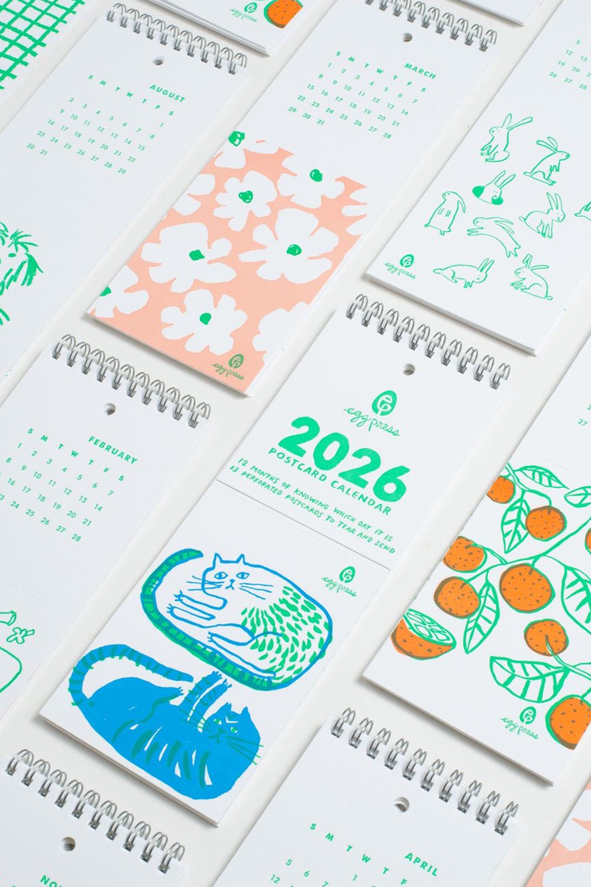 2026 Postcard Wall Calendar insides by Egg Press MFG at Abacus Row Handmade Jewelry