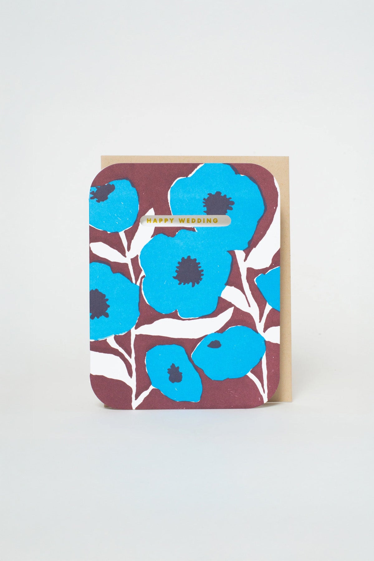 Blue Poppy Wedding Card by Egg Press MFG at Abacus Row Handmade Jewelry