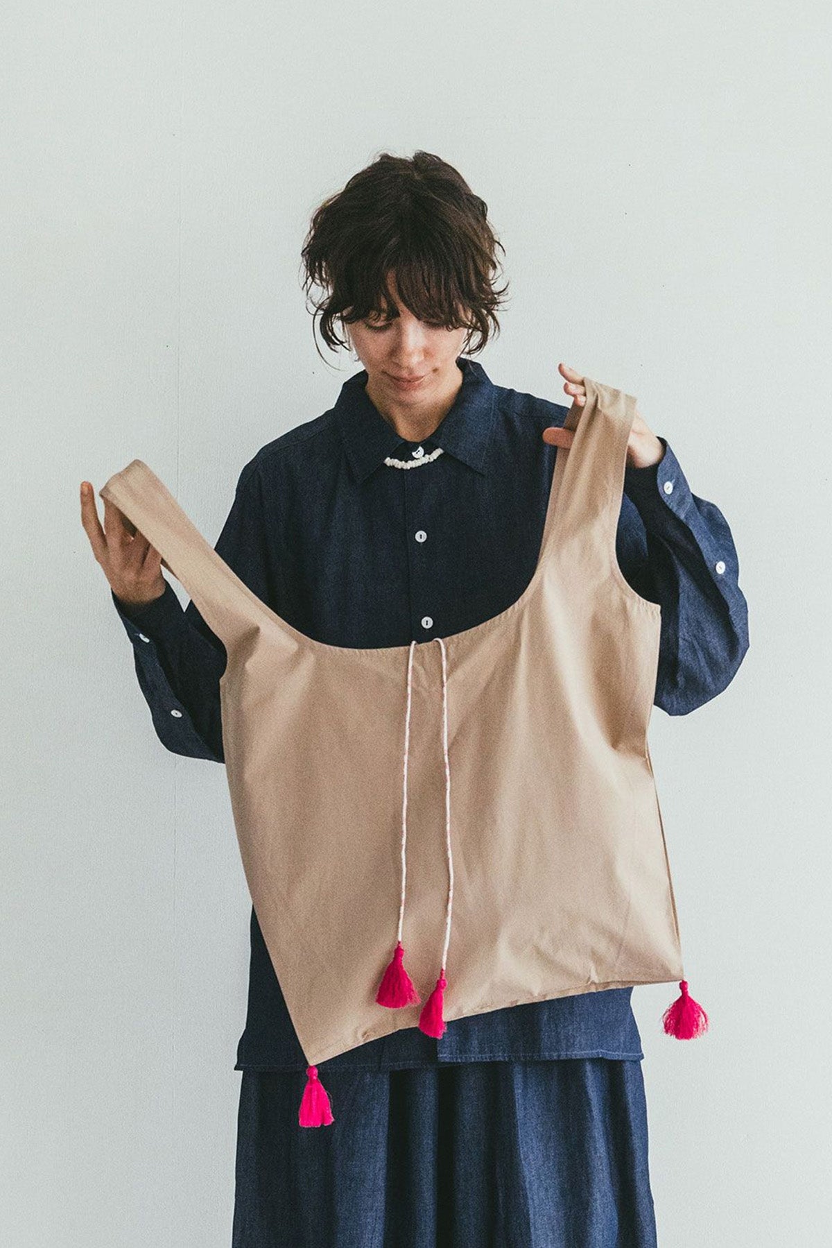 Open Light Beige Amori Bag by Fog Linen at Abacus Row