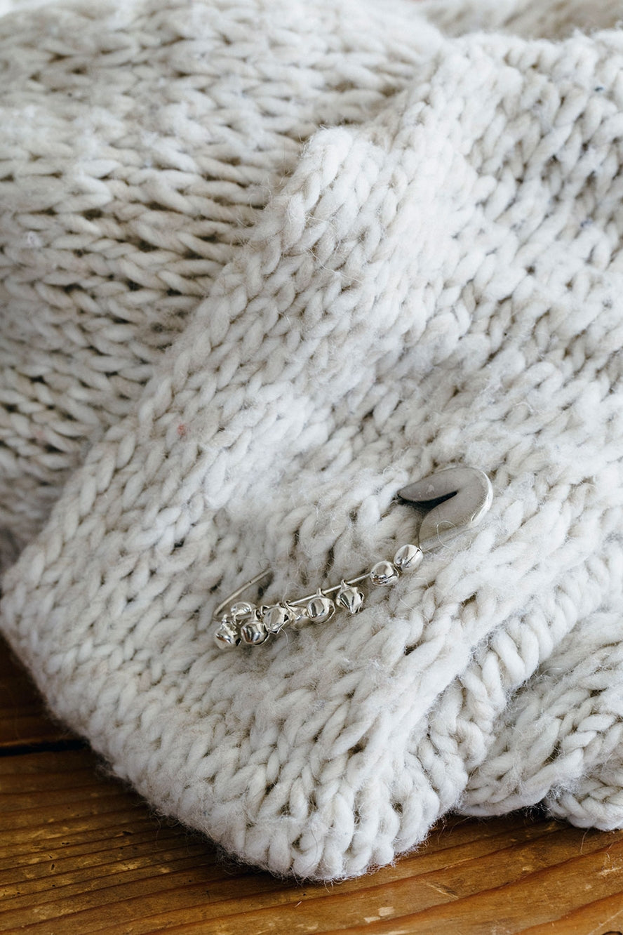 Cozy Small Silver Safety Pin with Bells by Fog Linen at Abacus Row