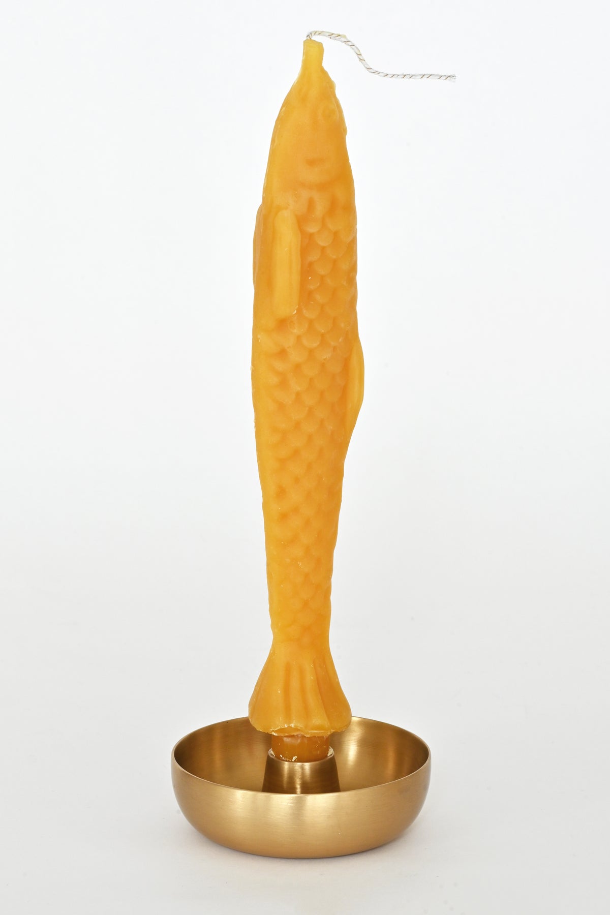 Fish Candle in Brass Candle Holder by Fog Linen at Abacus Row