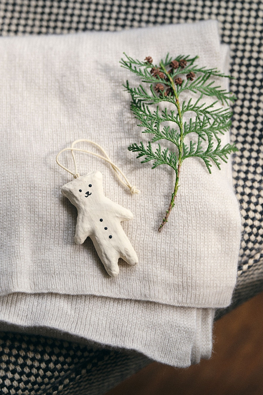Holiday White Bear Ornament by Fog Linen at Abacus Row