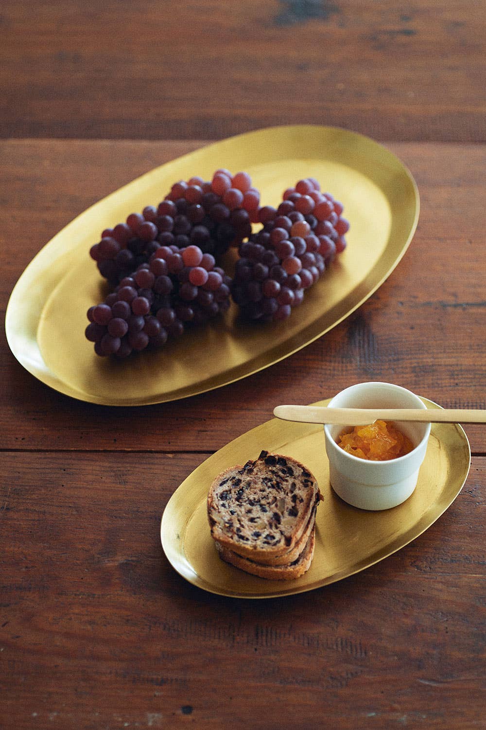 Styled Small and Medium Brass Oval Tray by Fog Linen at Abacus Row