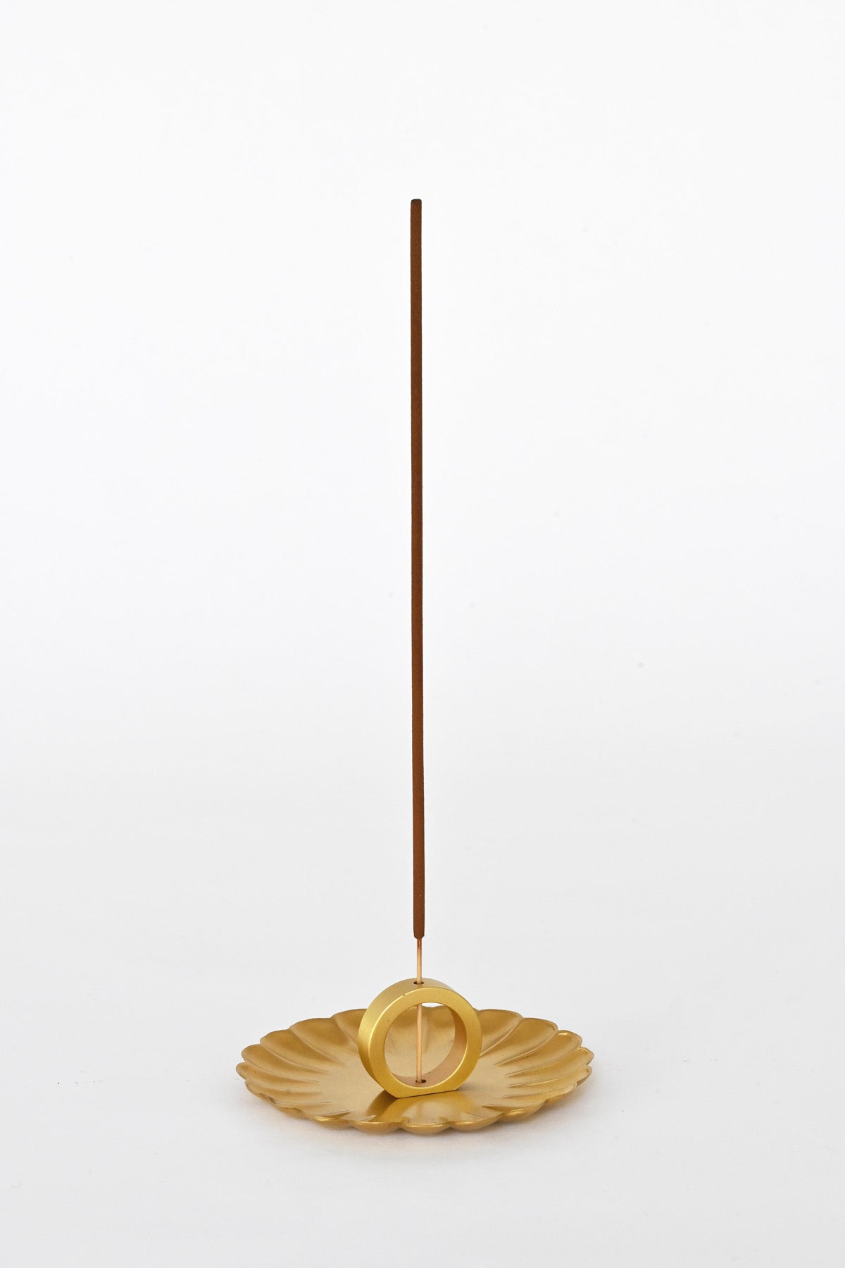 Small Brass Petal Tray by Fog Linen with incense holder at Abacus Row Handmade Jewelry
