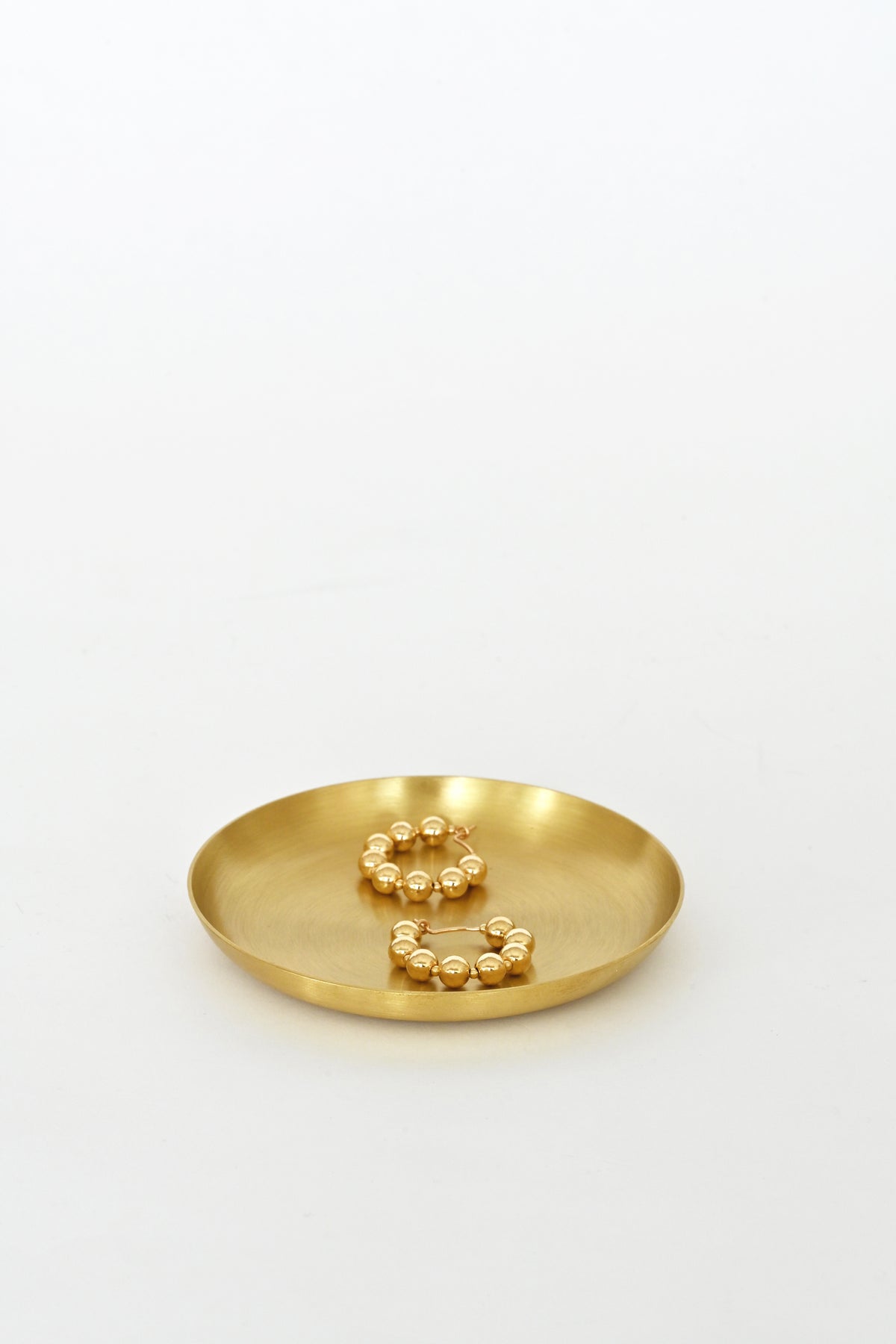 Small Round Brass Tray by Fog Linen at Abacus Row Handmade Jewelry with Ba Fa Earrings