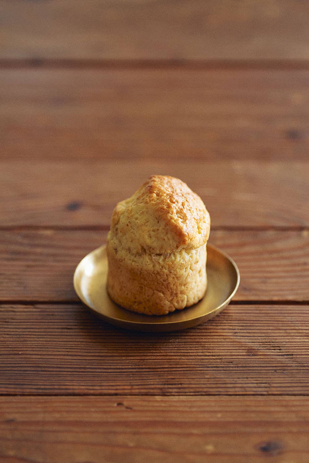 Small Round Brass Tray by Fog Linen with biscuit at Abacus Row