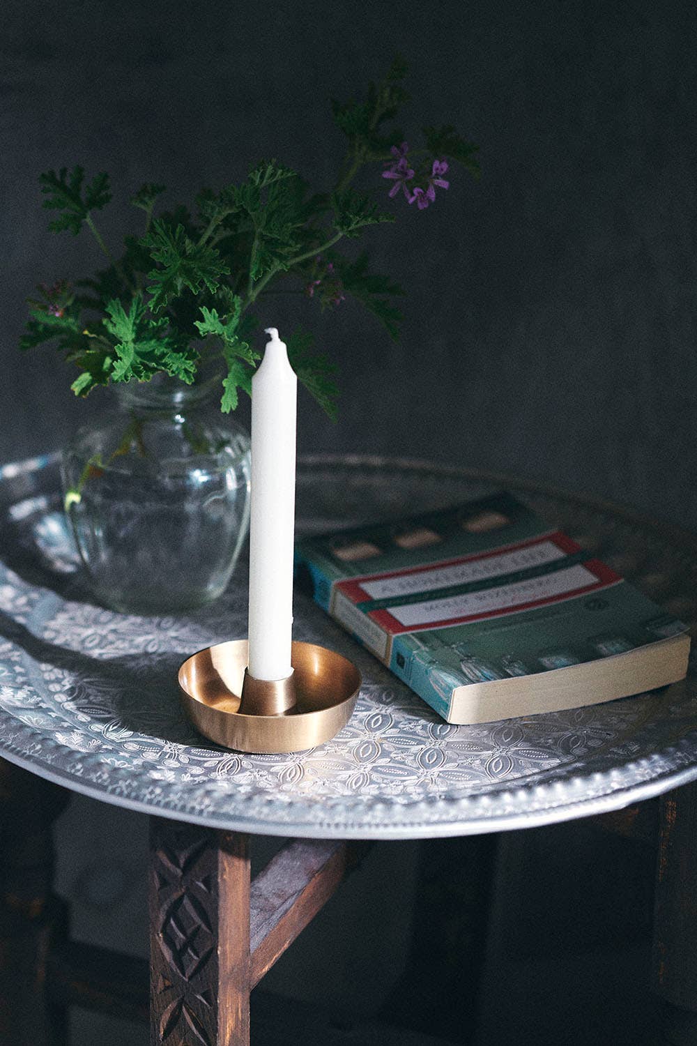 Styled Brass Candle Holder by Fog Linen at Abacus Row
