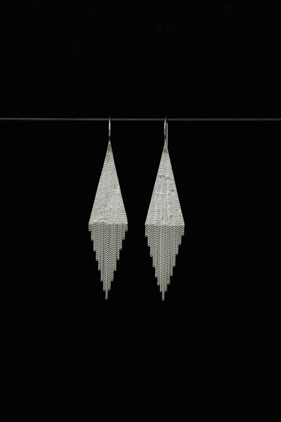 Silver on Silver Flint Earrings by Hannah Keefe at Abacus Row Handmade Jewelry