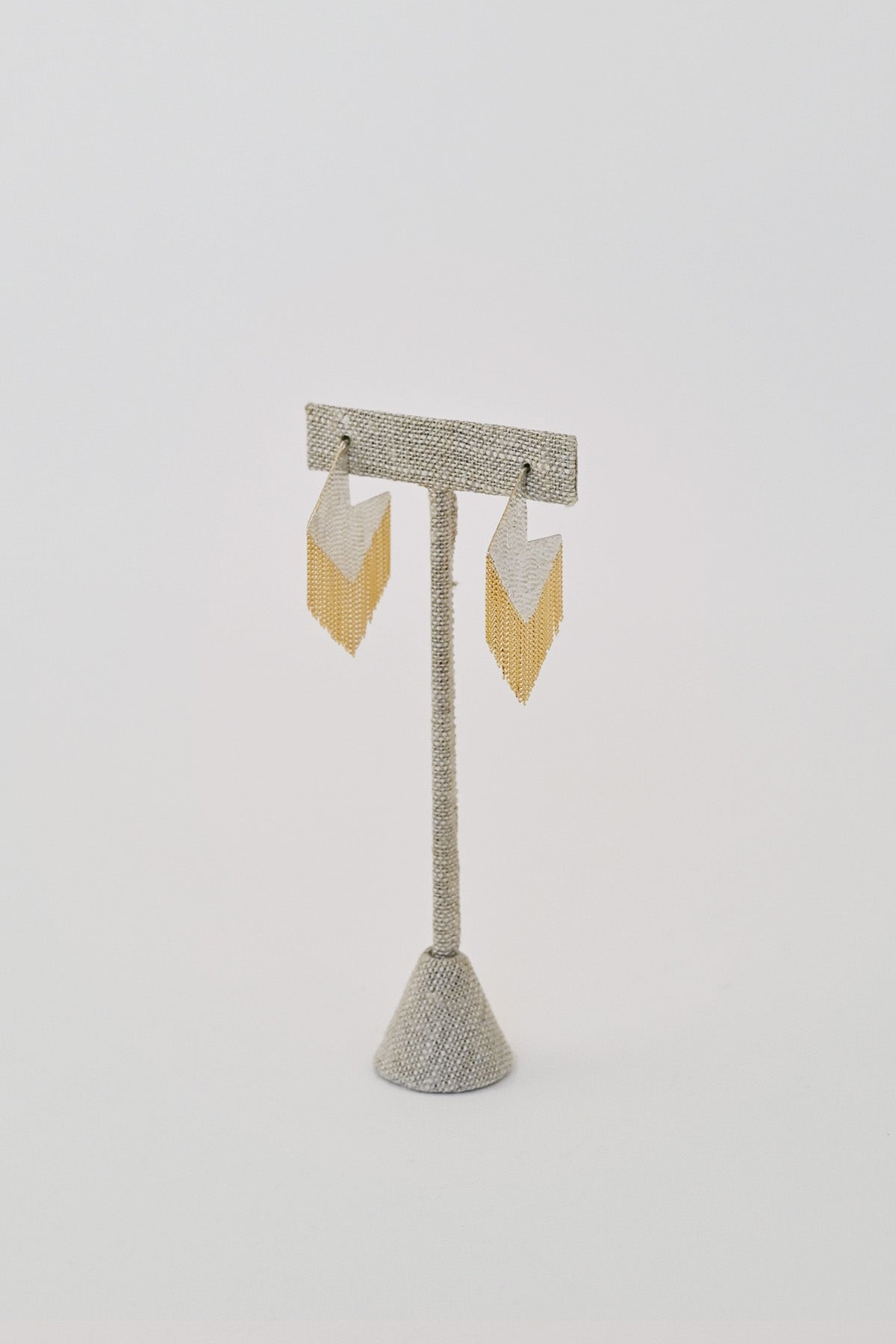 Small Squared Earrings, brass + silver