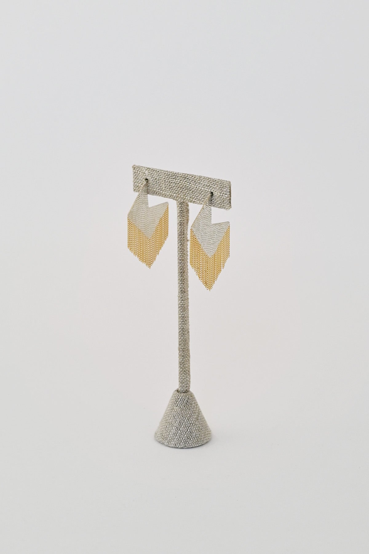 Small Squared Earrings, brass + silver