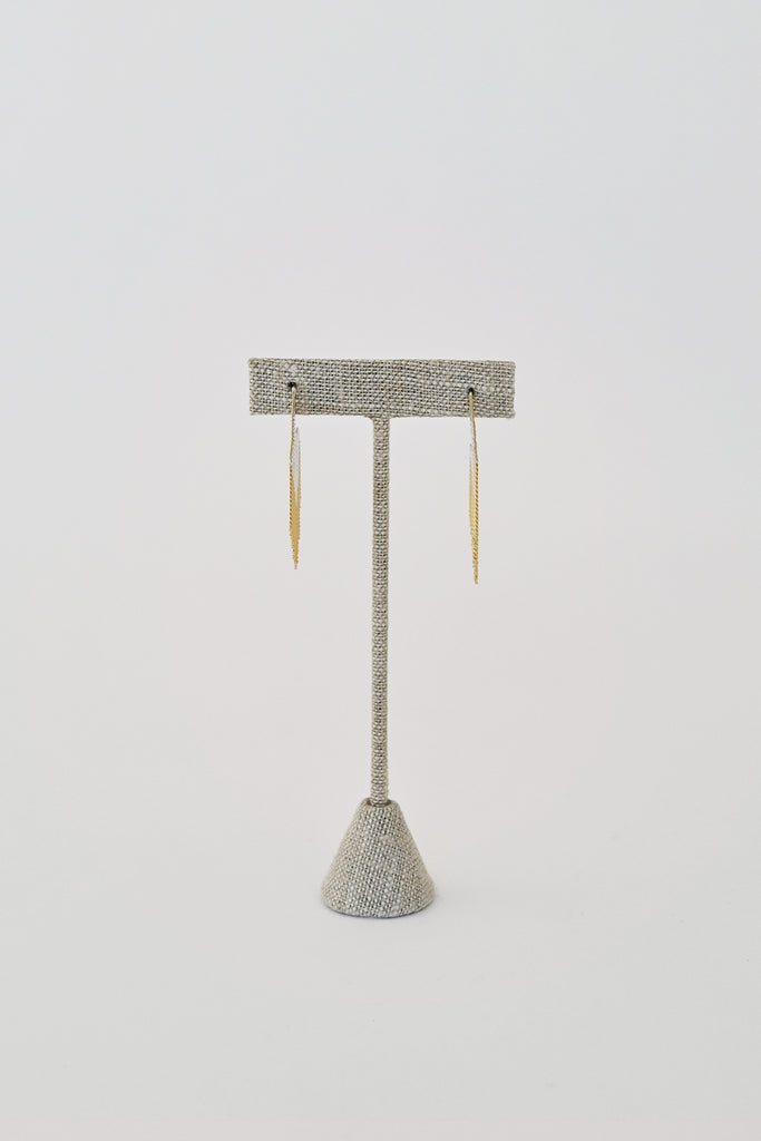 Small Squared Earrings, brass + silver