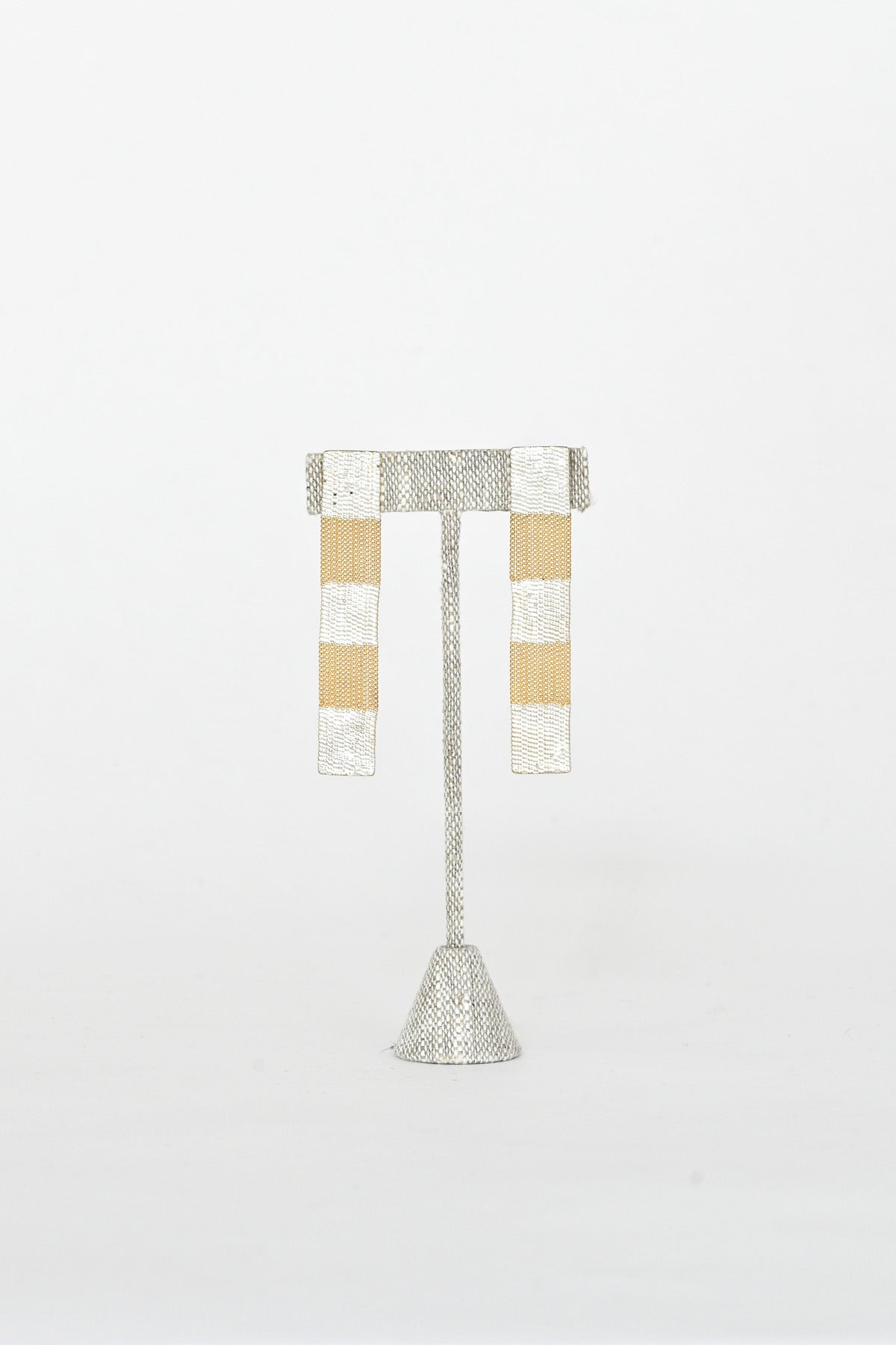 Train Earrings, brass + silver