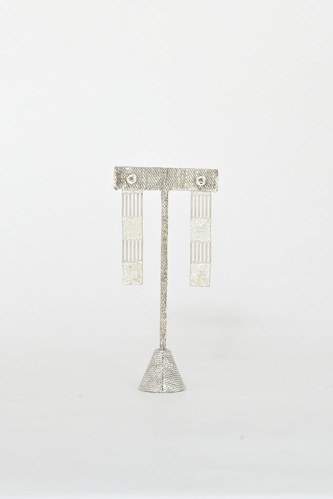 Train Earrings, silver + silver