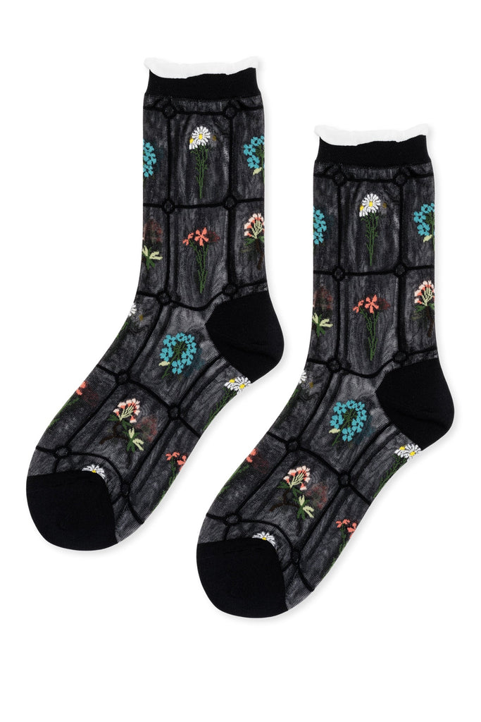 Horticulture Sheer Crew Socks - black