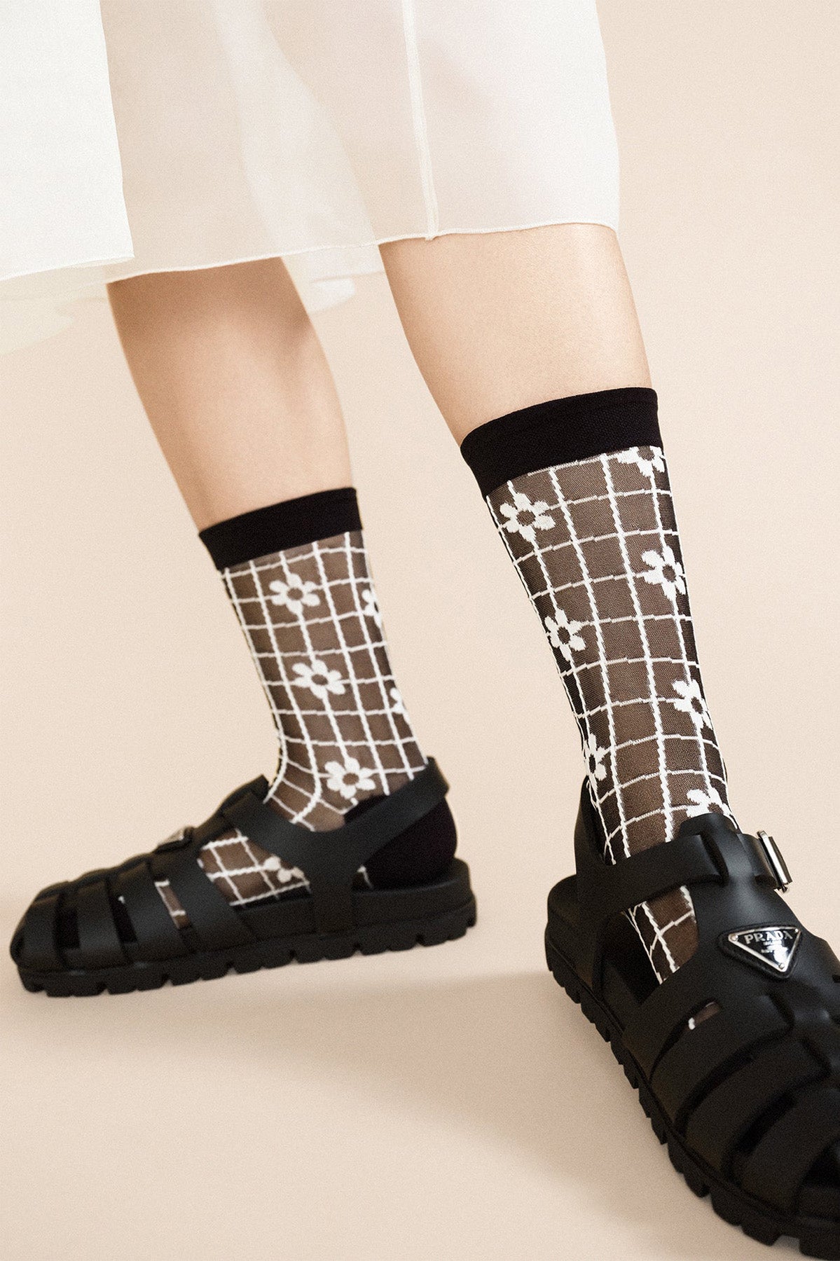 Hansel from Basel Black Blossom Crew Socks at Abacus Row Jewelry