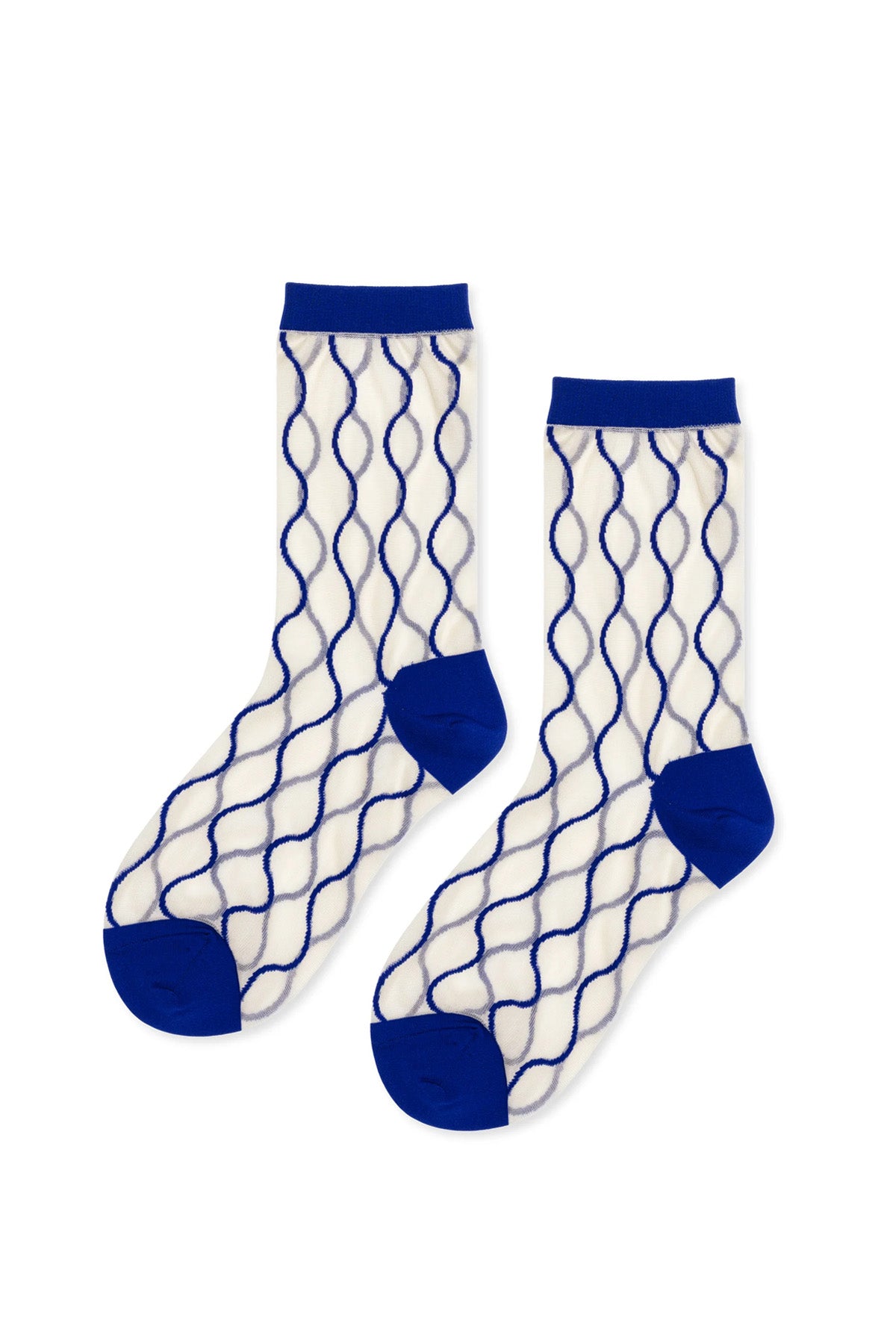 Hansel from Basel Cobalt City Pop Sheer Crew Socks at Abacus Row Handmade Jewelry