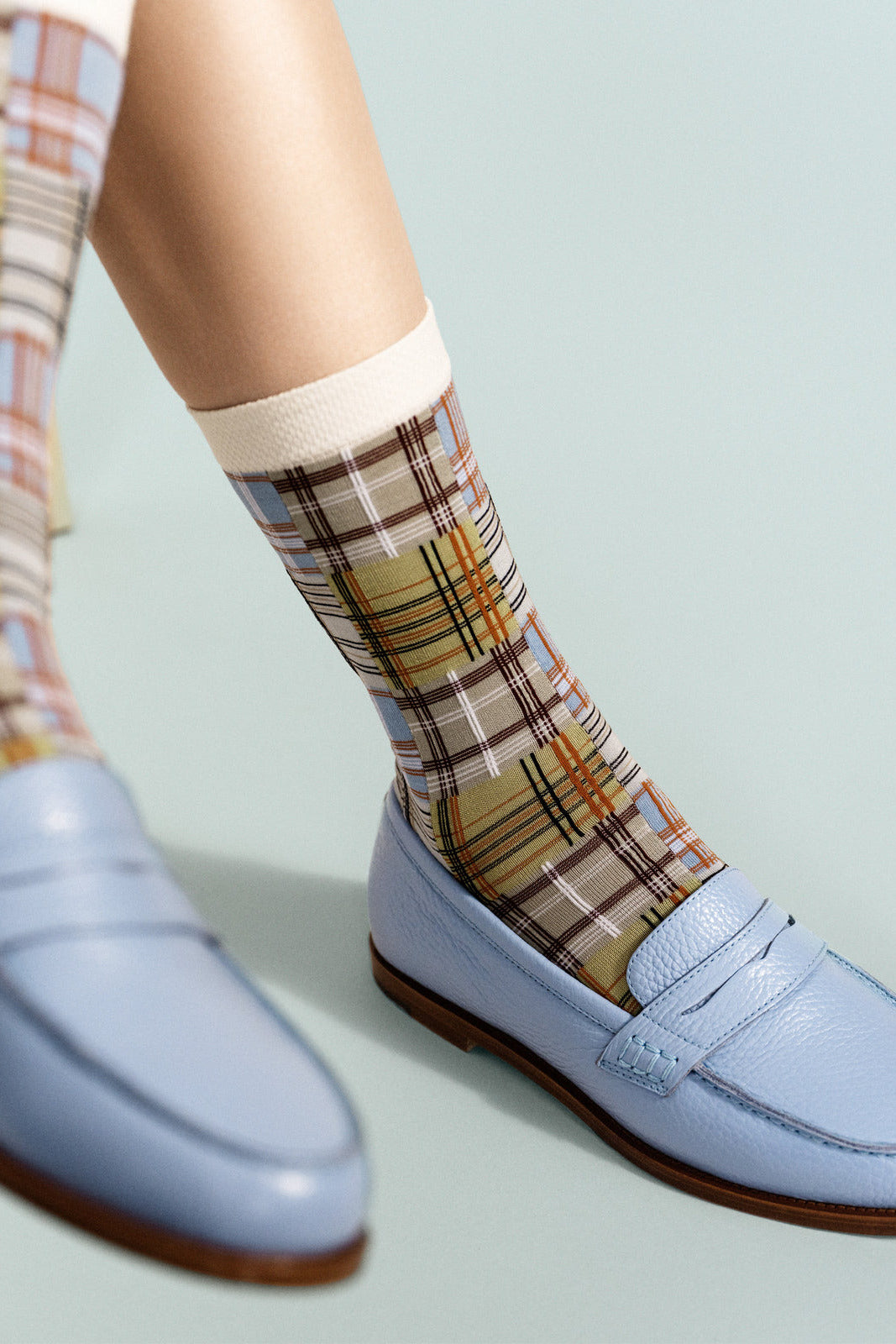 Hansel from Basel Styled Periwinkle Madras Socks at Abacus Row