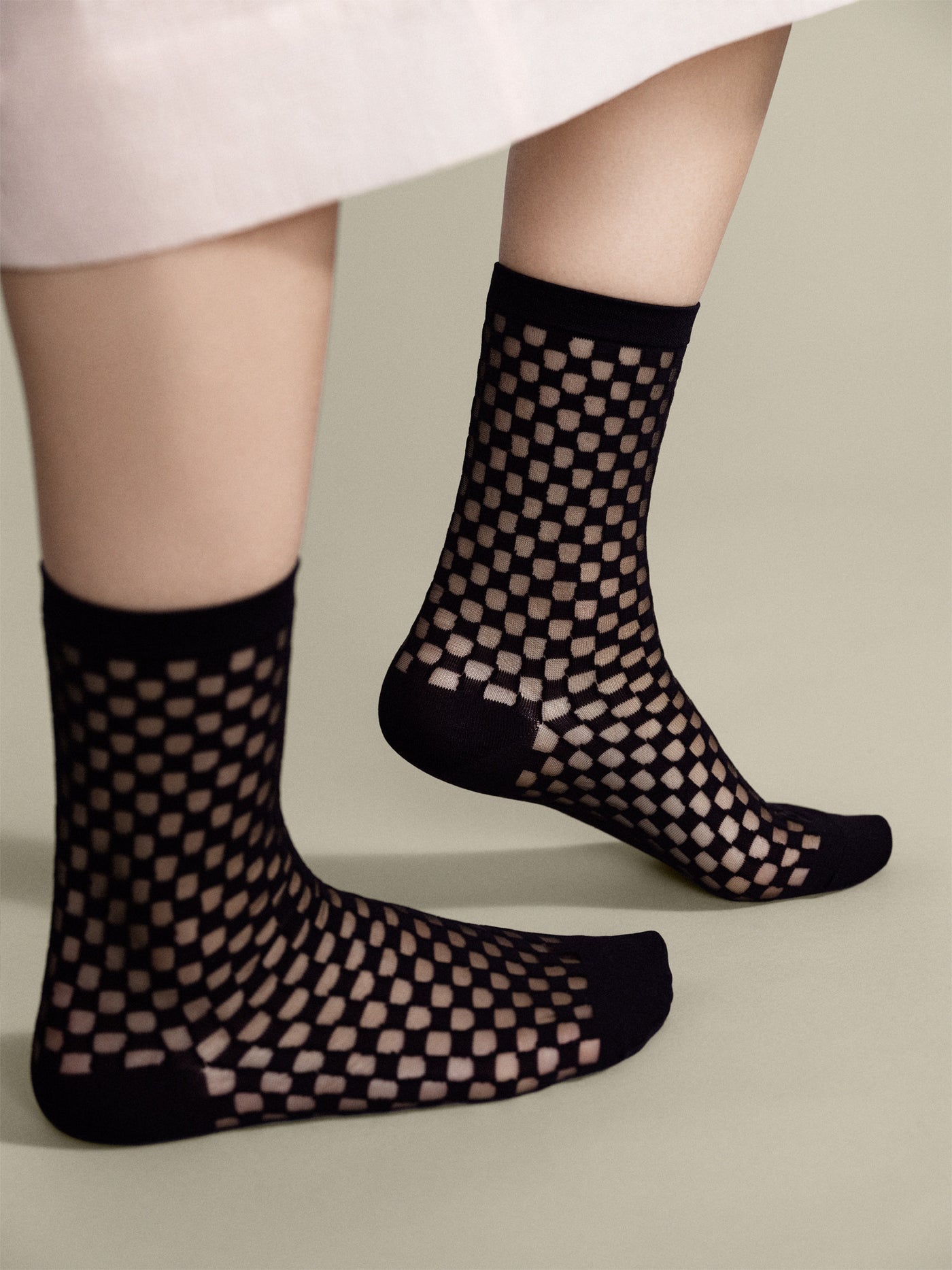 Hansel from Basel Anise Sheer Crew Socks at Abacus Row in action