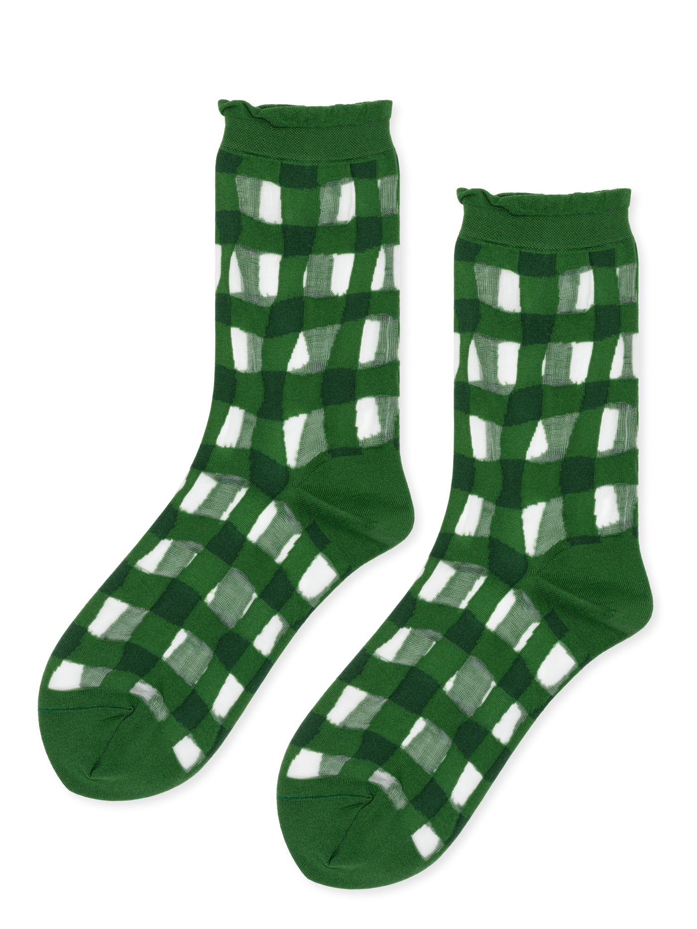 Hansel from Basel Green Googly Gingham Socks at Abacus Row