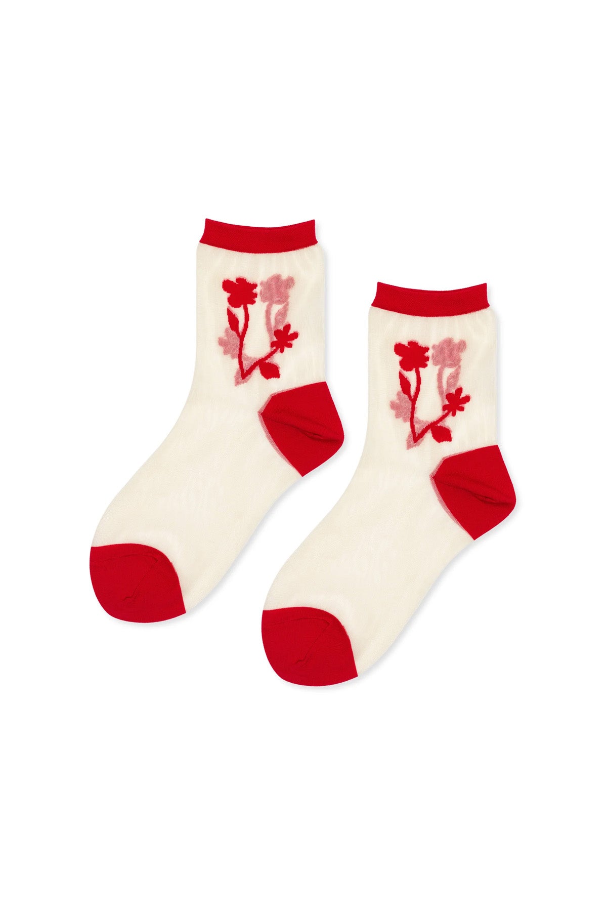 Hansel from Basel Red Shadowplay Sheer Short Crew Socks at Abacus Row