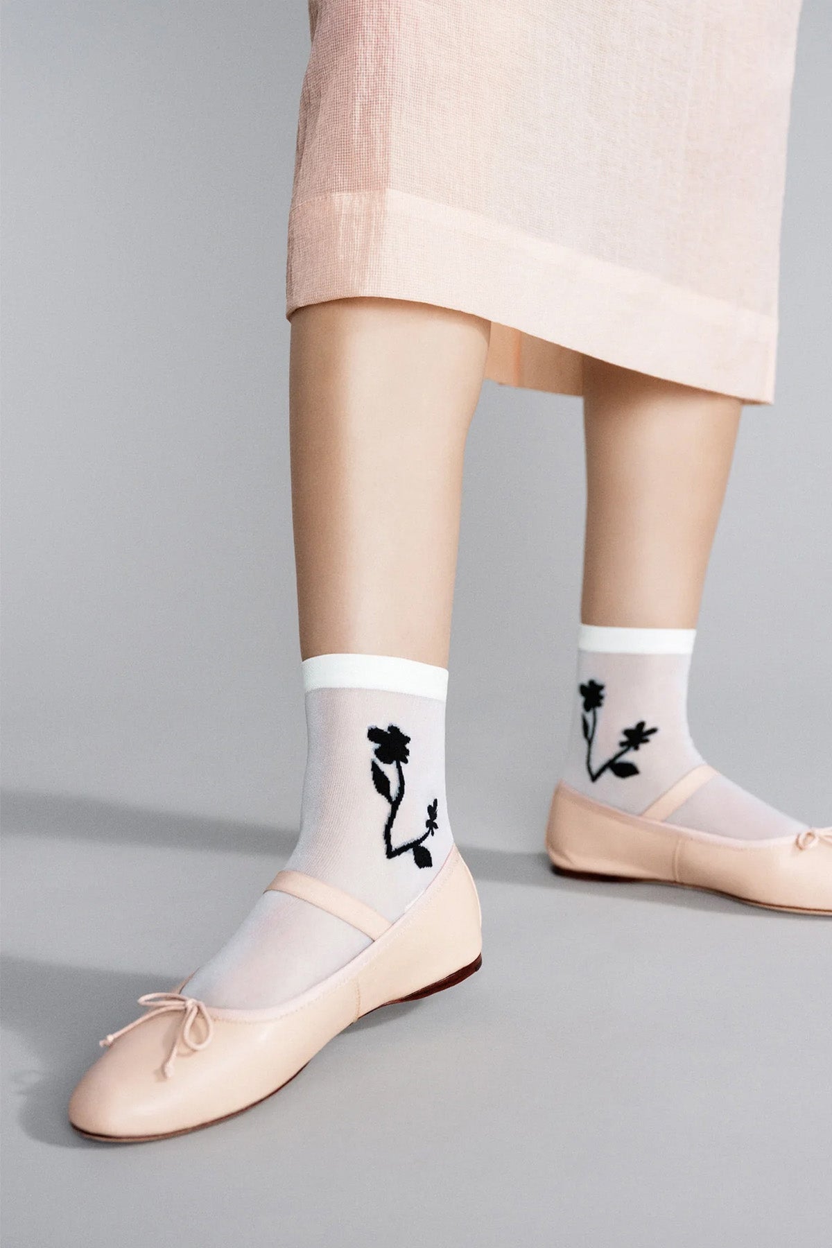 Styled Hansel from Basel White Shadowplay Sheer Short Crew Socks at Abacus Row