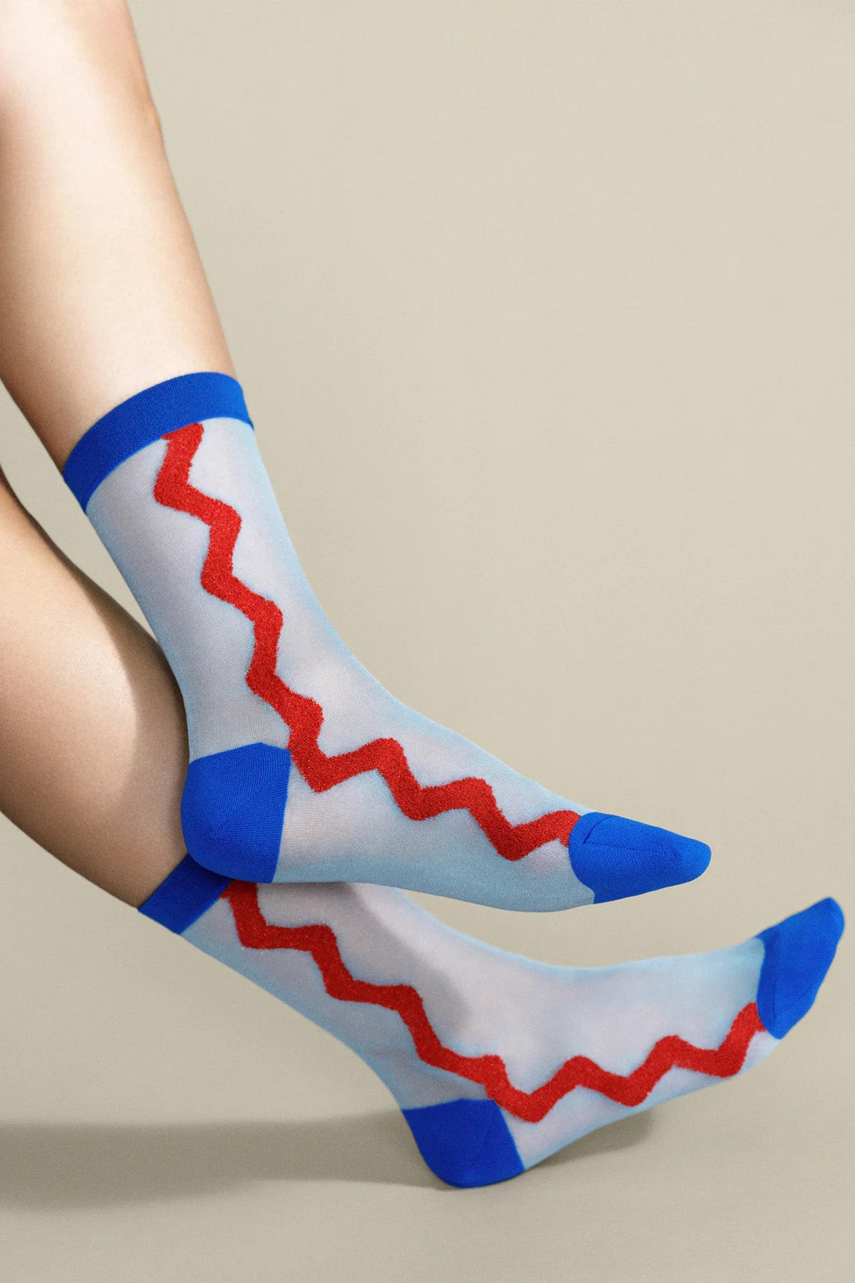 Styled Hansel from Basel Blue Zig Zag Socks at Abacus Row