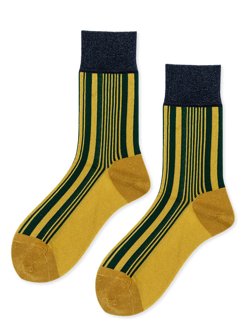 Hansel from Basel Lemon Shimmer Stripe Crew Socks at Abacus Row
