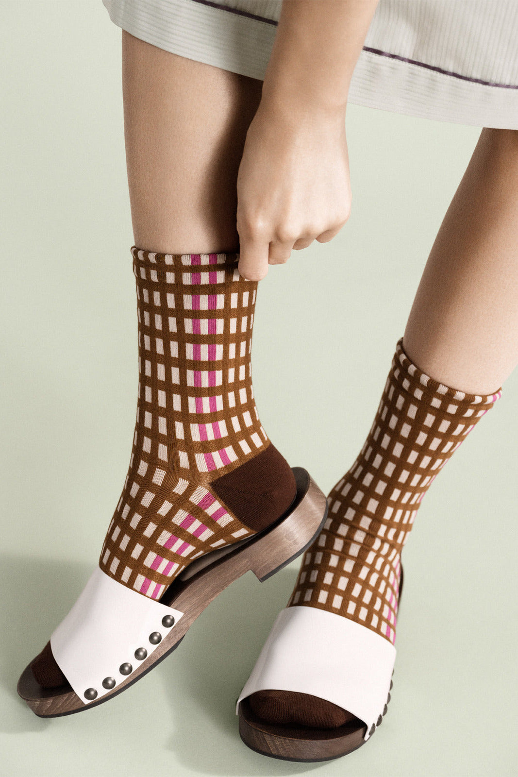 Hansel from Basel Brown Skyscraper Stripe Socks at Abacus Row