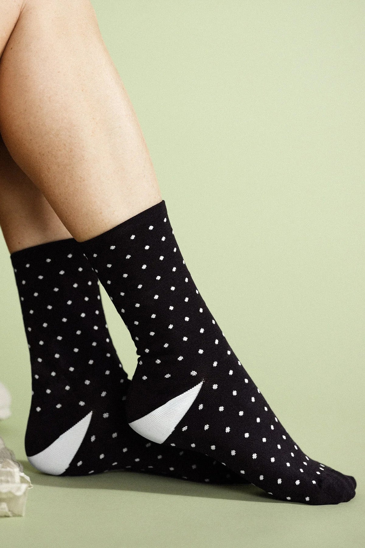 Tiny Dot Sporty Crew Socks - Black