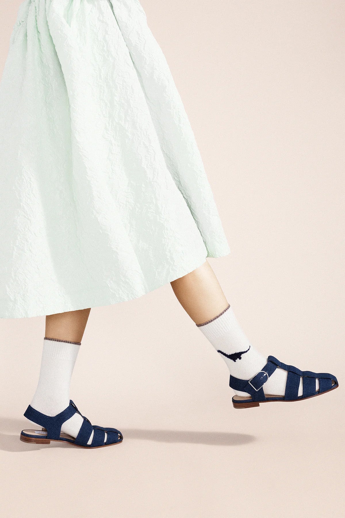 Hansel from Basel Ivory Dino Cashmere Crew Socks at Abacus Row Handmade Jewelry