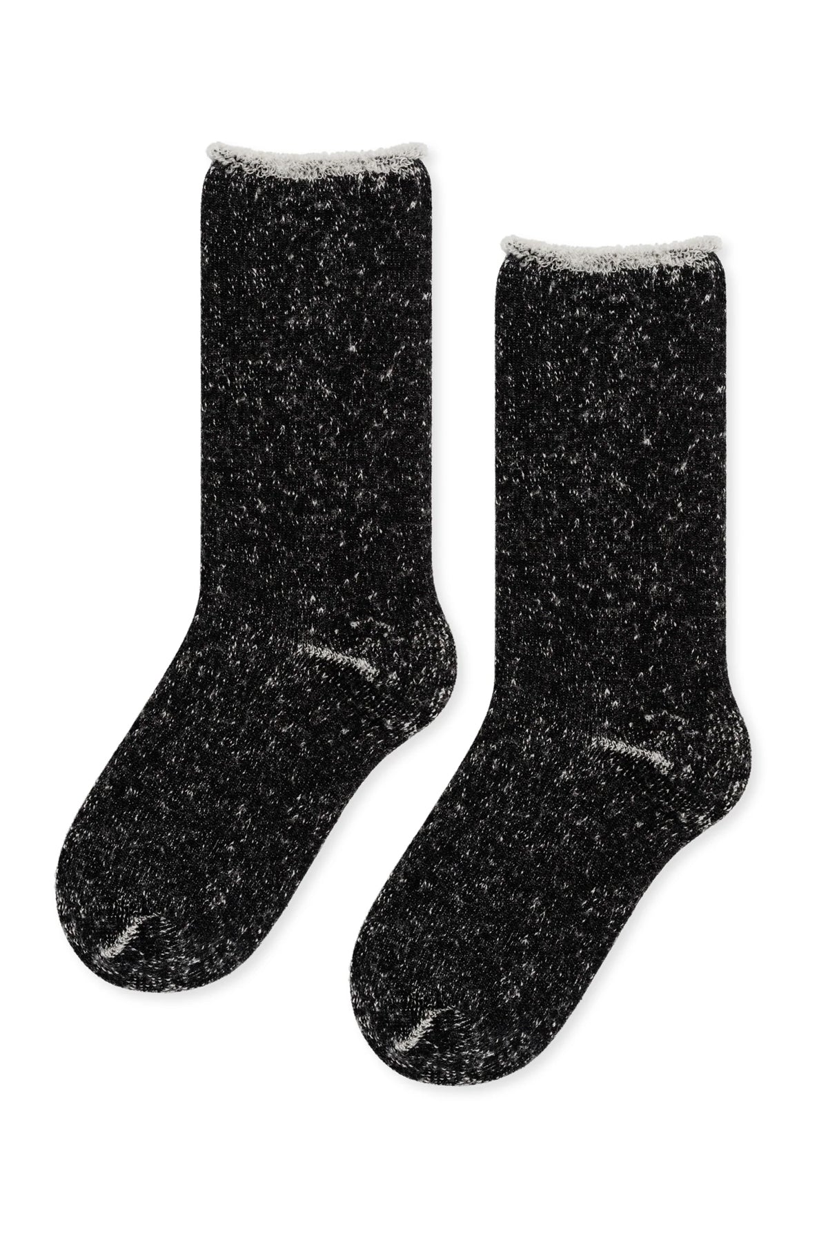 Black Hoodie Wool Crew Socks by Hansel from Basel at Abacus Row