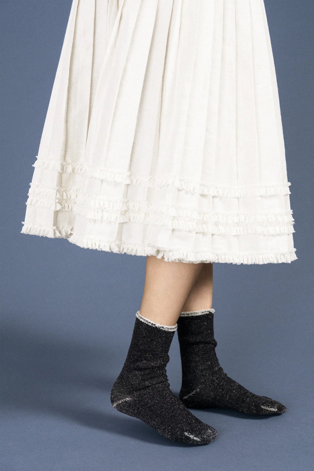 Black Hoodie Wool Crew Socks by Hansel from Basel at Abacus Row