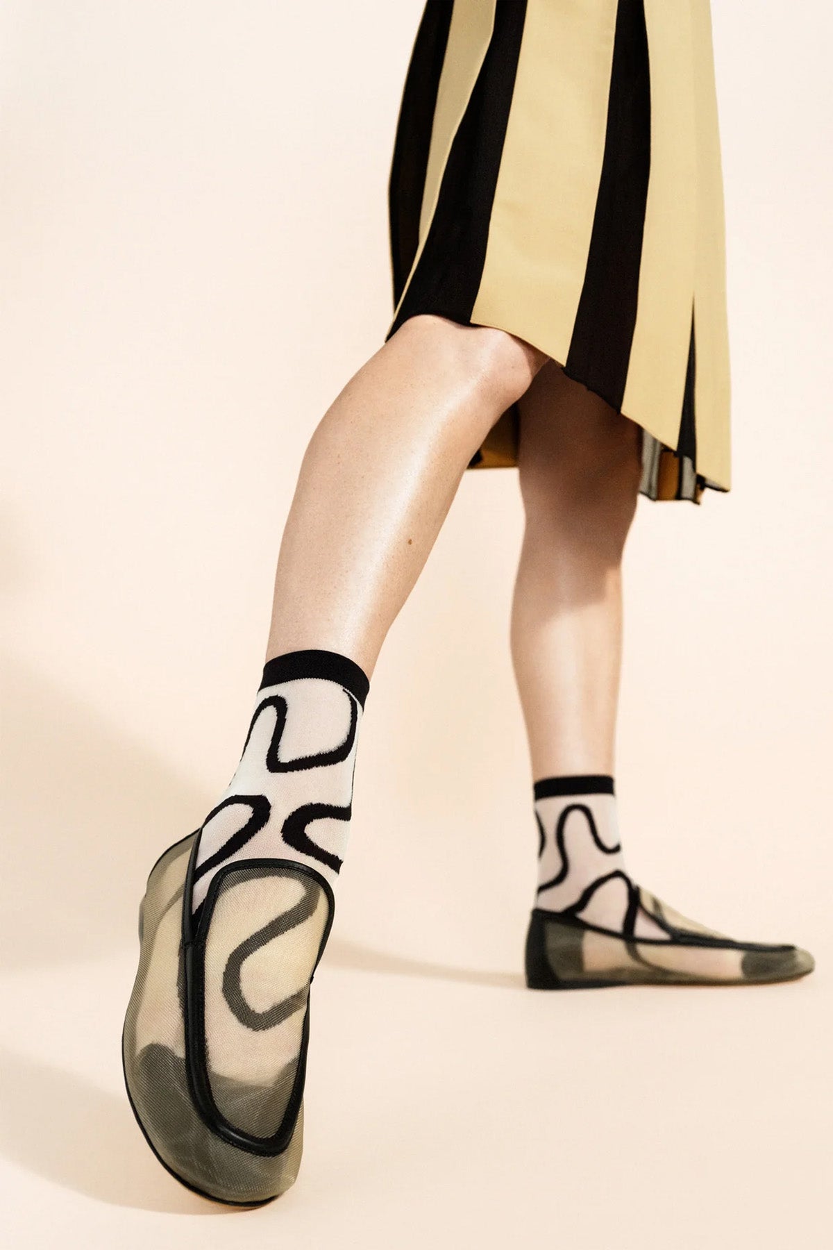 Hansel from Basel Black Wiggly Sheer Socks at Abacus Row Handmade Jewelry