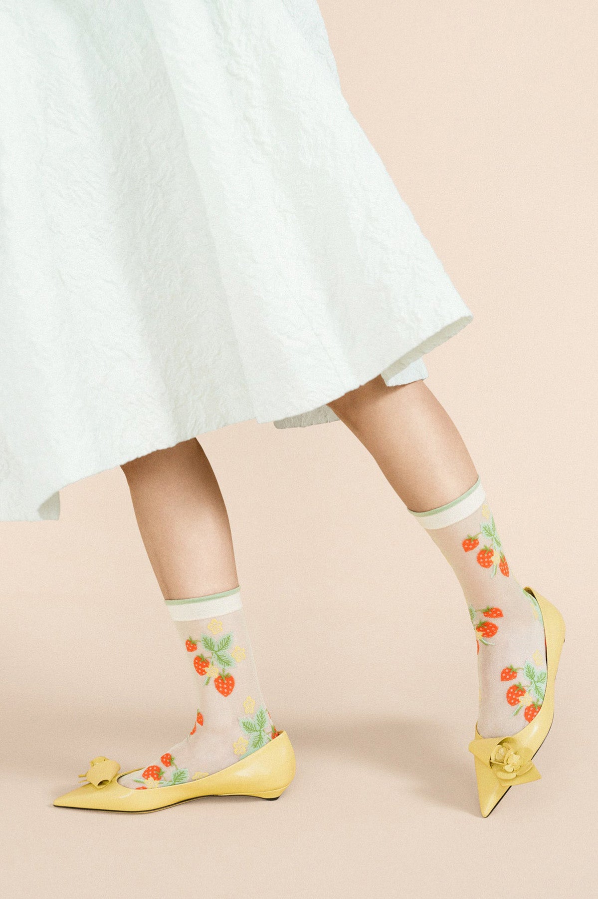 Hansel from Basel Wild Strawberry Sheer Socks at Abacus Row Jewelry
