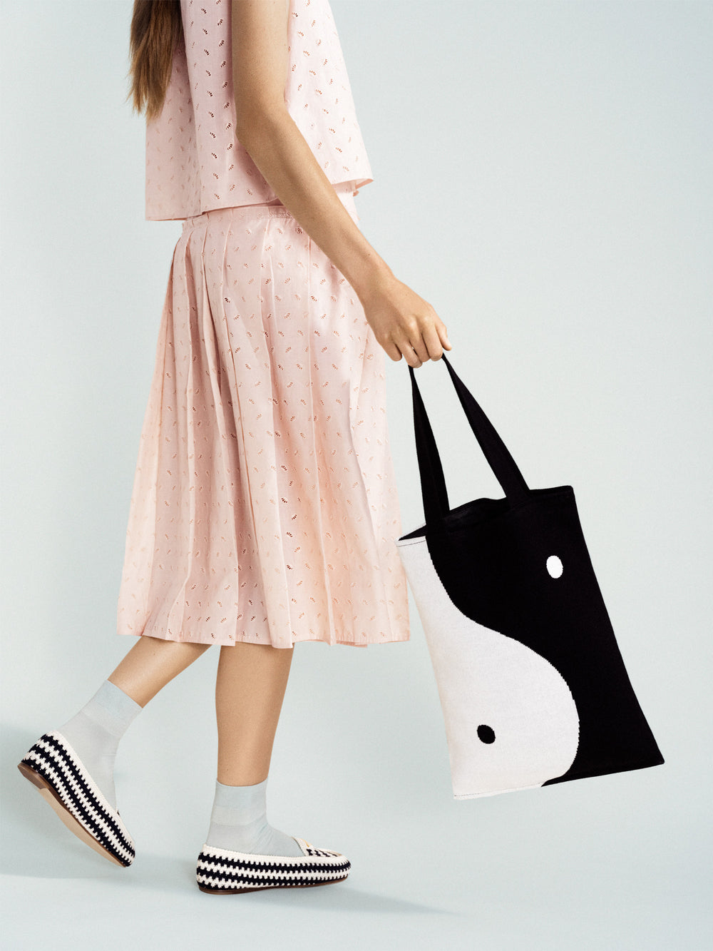 Styled White and Black Hansel from Basel Yin Yang Tote Bag at Abacus Row Handmade Jewelry