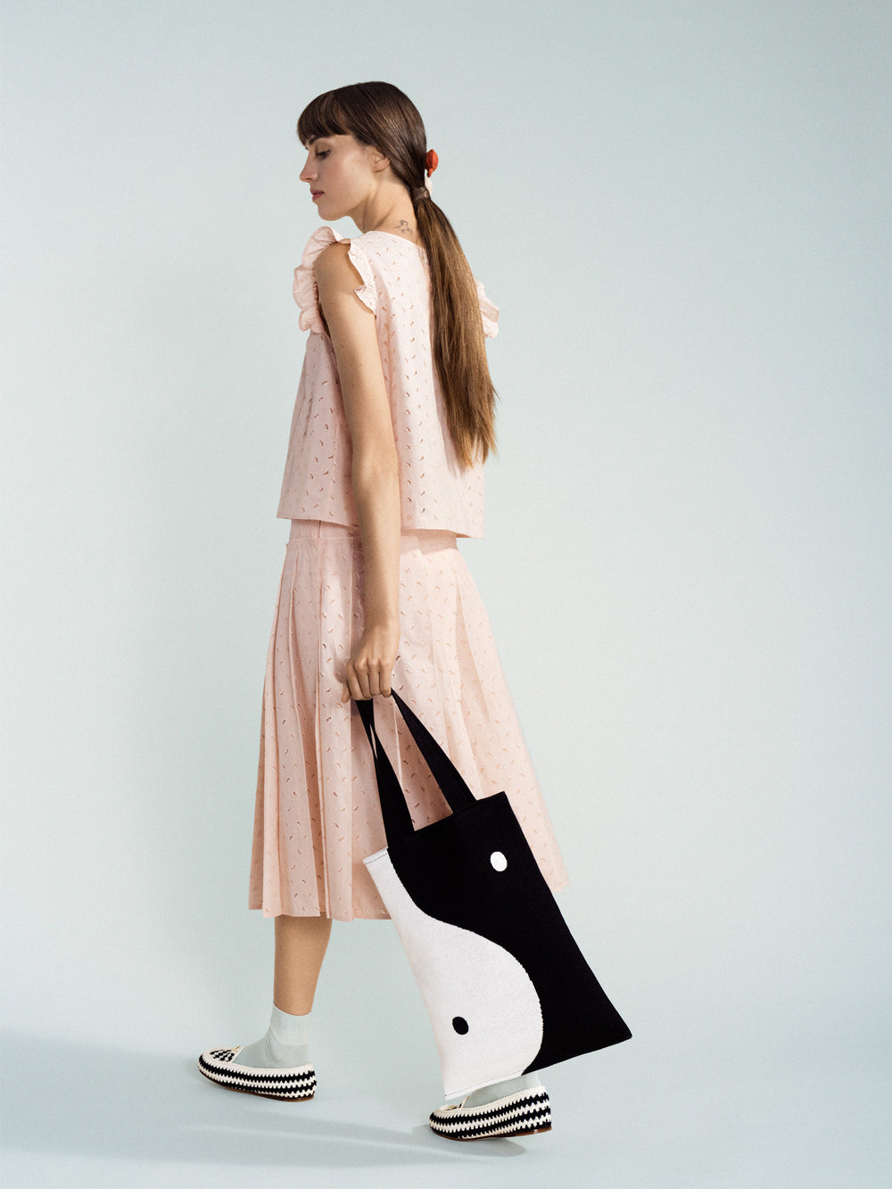 Styled Black and White Hansel from Basel Yin Yang Tote Bag at Abacus Row Handmade Jewelry