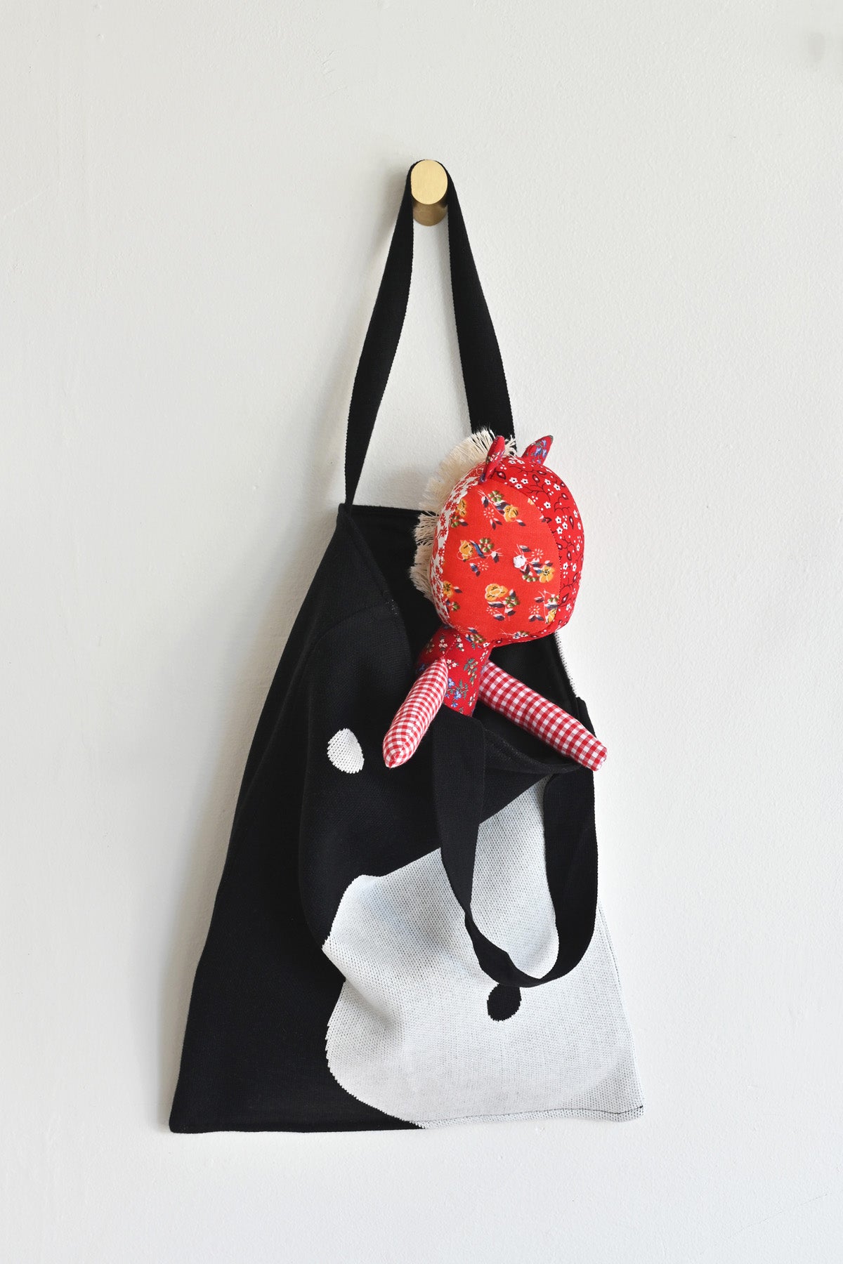 Horse in Black and White Hansel from Basel Yin Yang Tote Bag at Abacus Row Handmade Jewelry