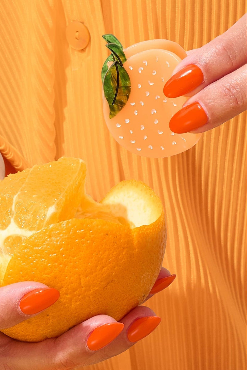 Styled Mini Orange Hair Claw Clip by Jenny Lemons at Abacus Row Jewelry