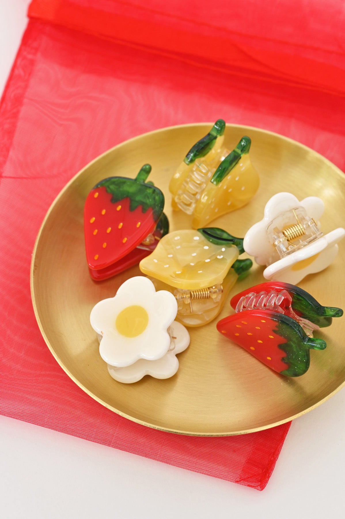 Micro Fruit and Flowers Hair Claws Set by Jenny Lemons at Abacus Row