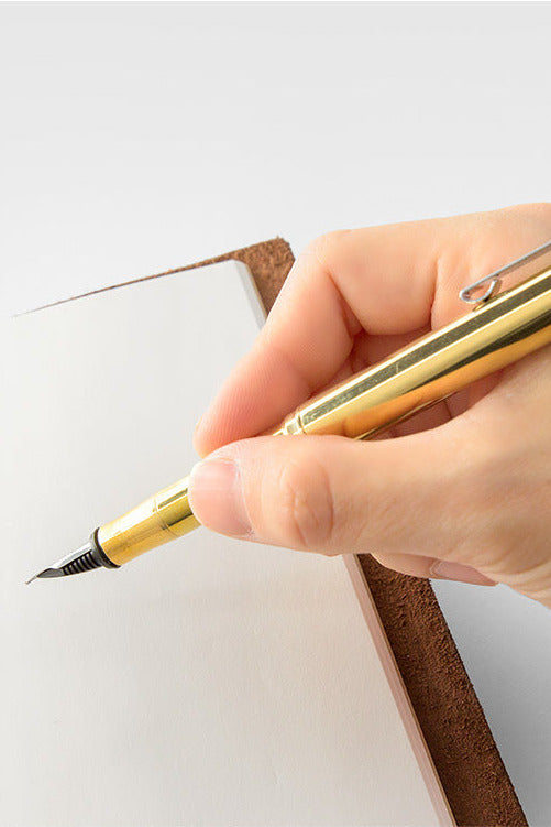 In use Brass Fountain Pen by Traveler’s Company at Abacus Row