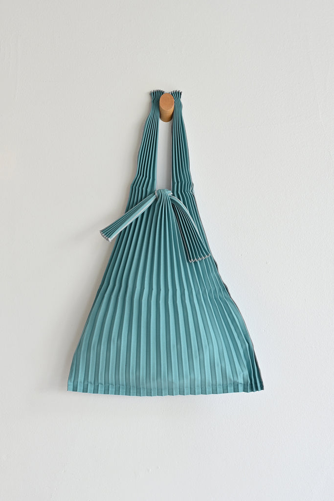 Small Pleated Tote Bag - Blue Grey
