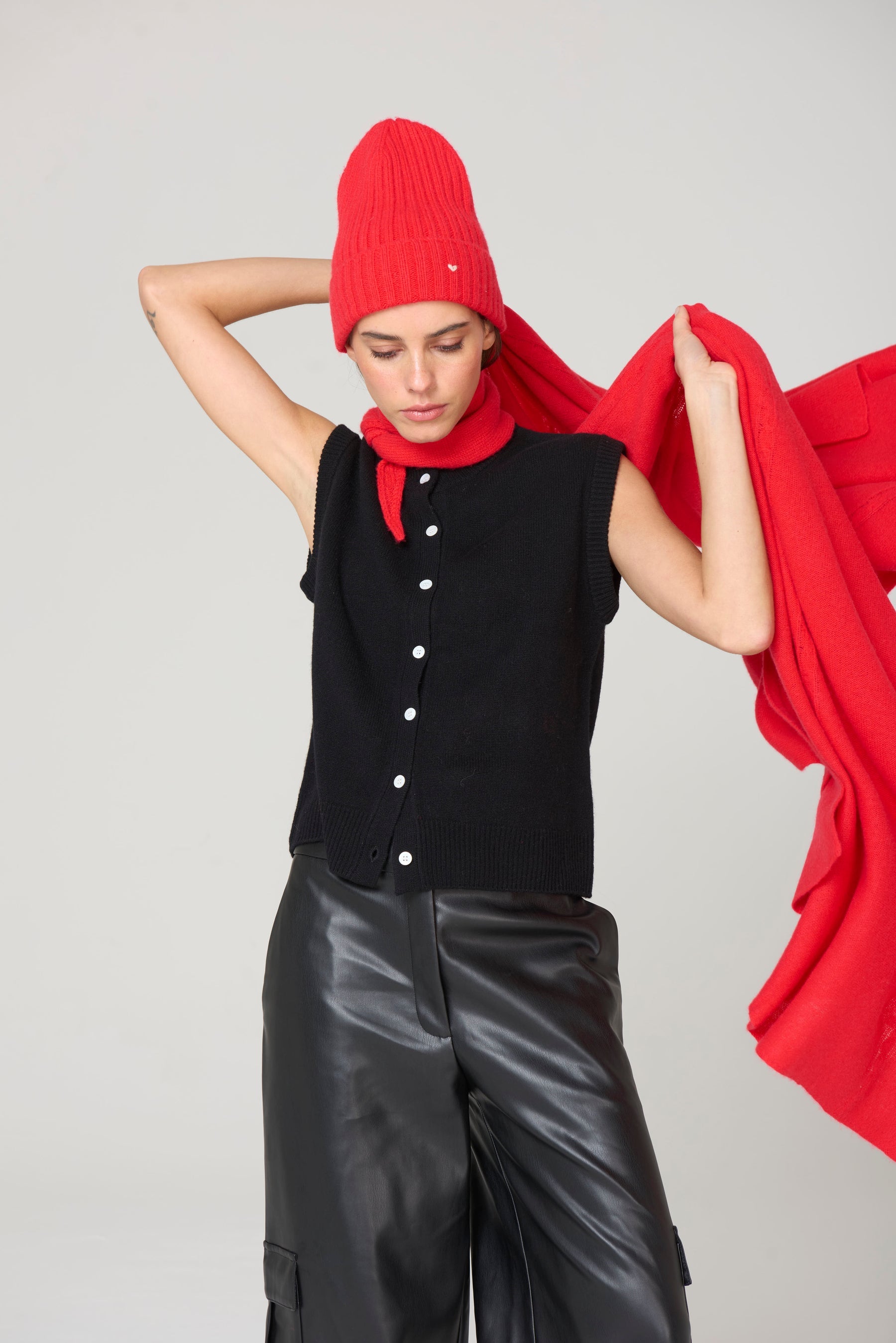 Modeled Black Button Vest by Lao Lao at Abacus Row