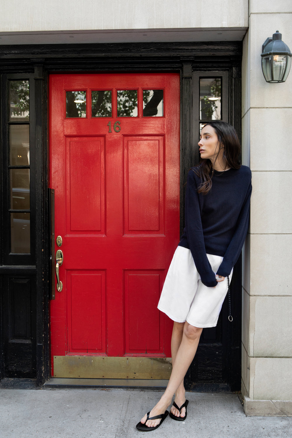 Styled Navy Chloe Linen Tee by Lao Lao at Abacus Row