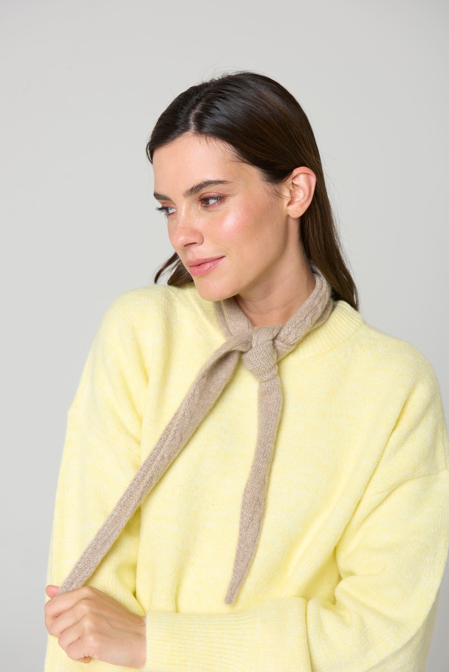 Fun Taupe Mini Cashmere Scarf by Lao Lao at Abacus Row Handmade Jewelry