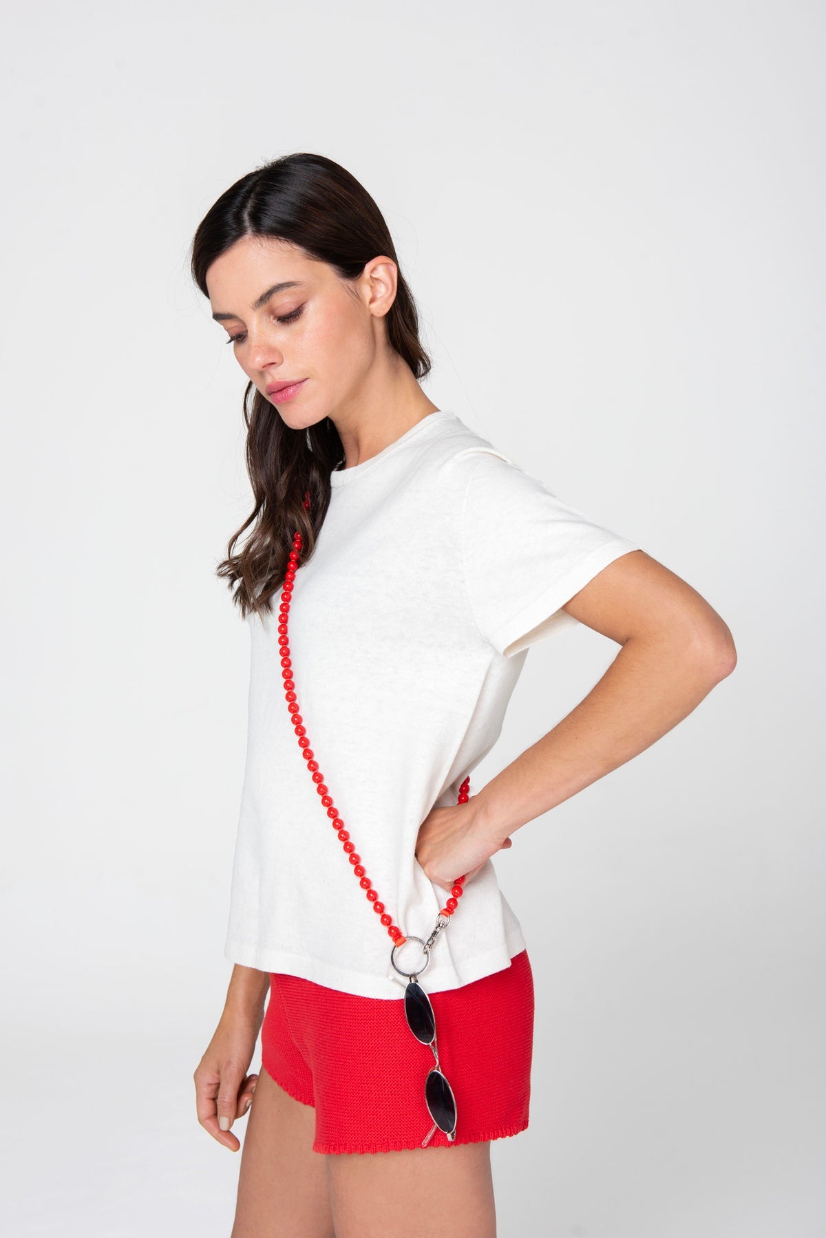 Styled Ivory White Silk Tee by Lao Lao at Abacus Row Handmade Jewelry