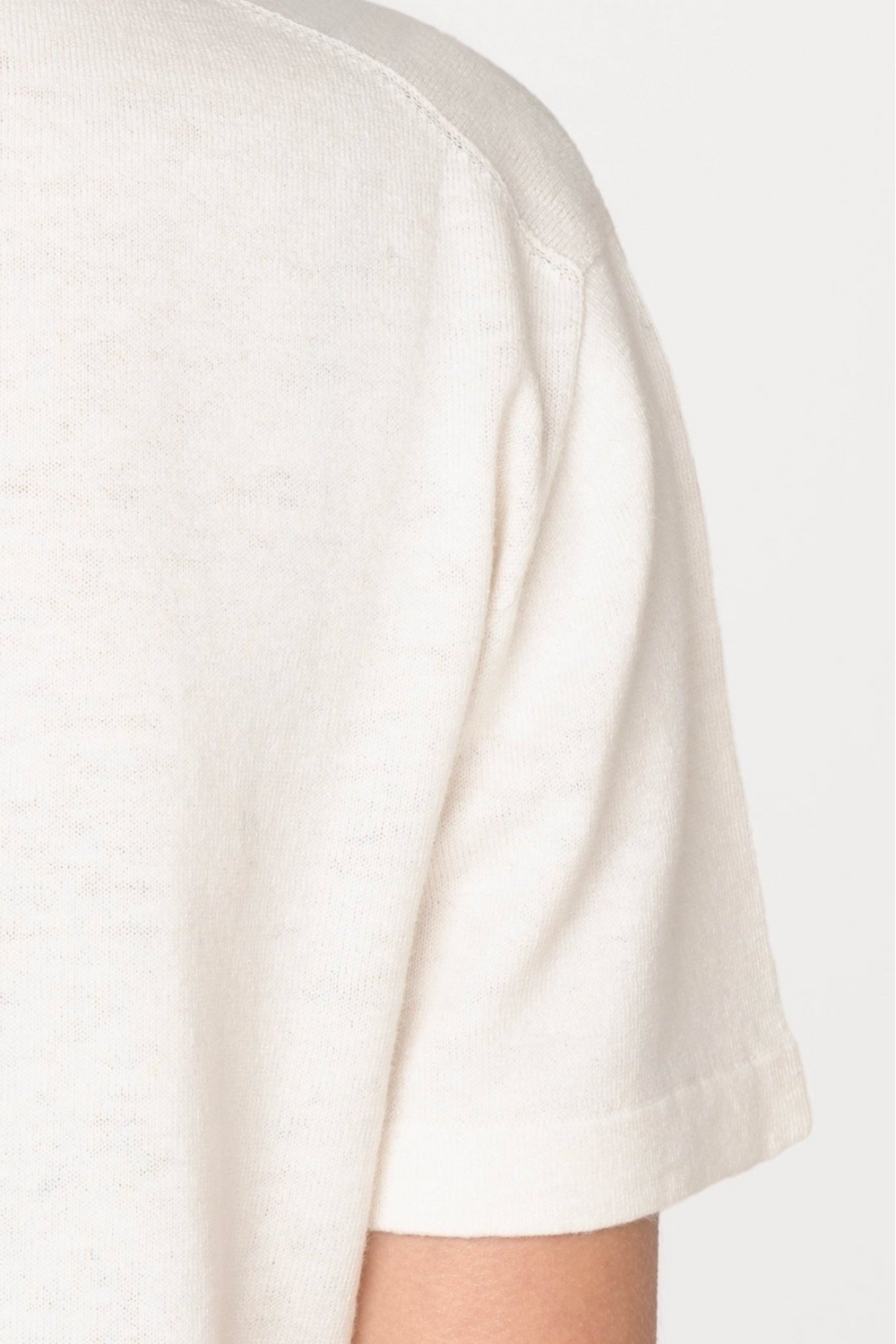 Detail Ivory White Silk Tee by Lao Lao at Abacus Row Handmade Jewelry