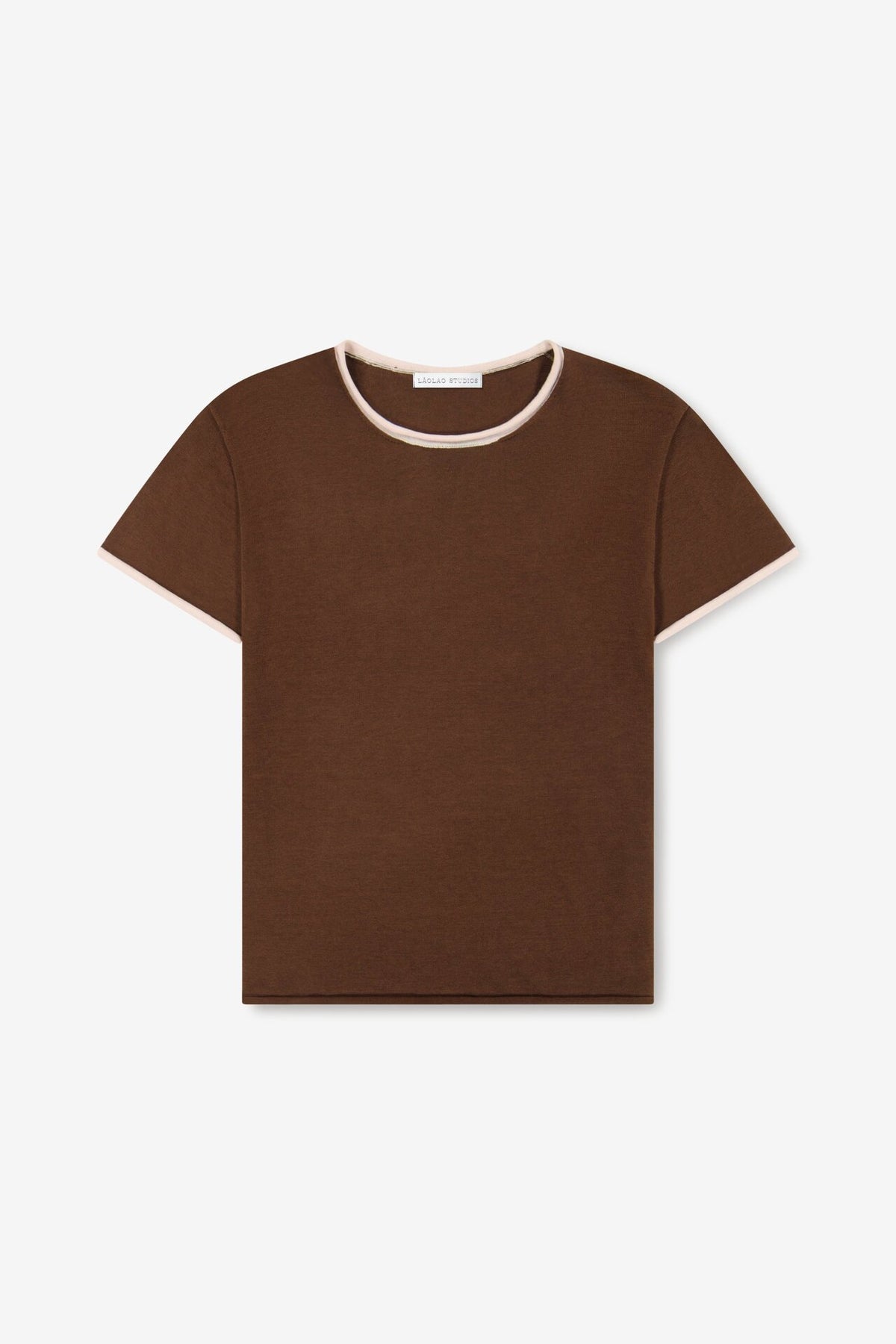 Chocolate Brown Silk Roll-Edge Tee by Lao Lao at Abacus Row Handmade Jewelry